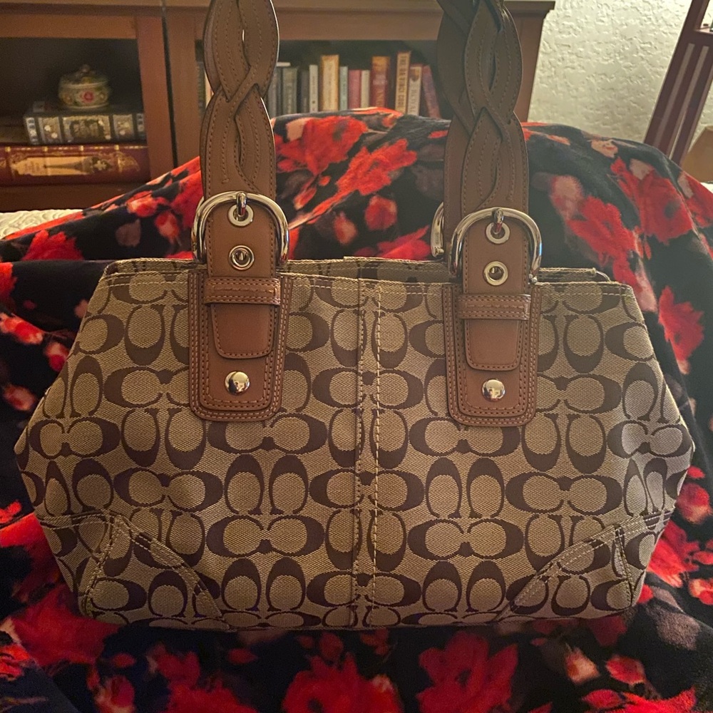 Braided Handle Coach Tote